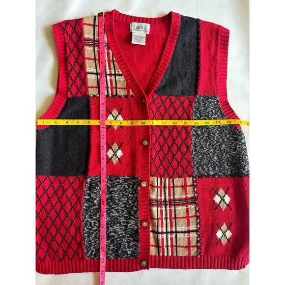 VTG Tabi Patchwork Sweater Vest Womens Lg Academia Grandma Core Clueless Preppy - Picture 7 of 7